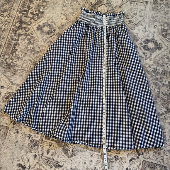 Zara Gingham Check, Cottage Core Blue & White Midi Maxi Skirt, Size Small - Picture 3 of 10